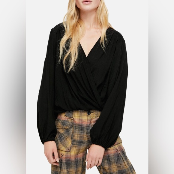 Free People Check On It Wrap Top Black XS - Picture 8 of 14